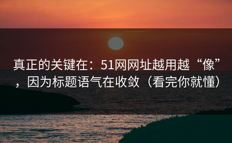 真正的关键在：51网网址越用越“像”，因为标题语气在收敛（看完你就懂）